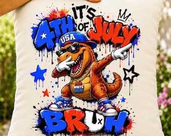 Funny T-Rex 4th of July Bruh PNG, Patriotic Dinosaur Sublimation Design