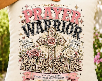 Prayer Warrior Mama PNG, Mom Christianity Gift, Faith Based DTF Design