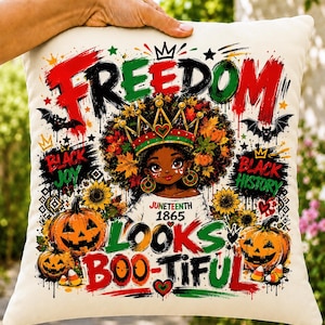 Juneteenth Halloween PNG, 4th of July Black Afro Girl Pumpkin, African American Halloween,