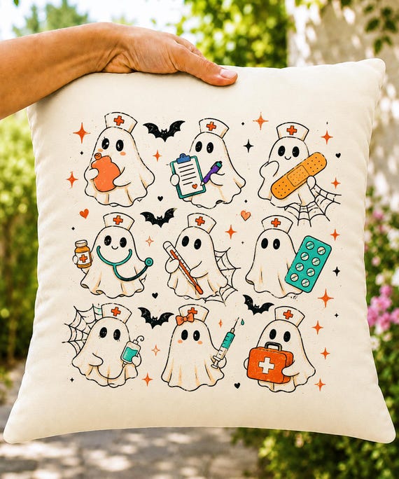 Nurse Ghost PNG, Halloween Medical Clipart, Retro Ghost Design (Digital Download)