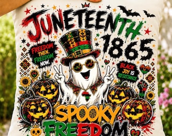 Gruseliger Juniteenth PNG, 1865 Black Joy Design, Afroamerikaner-Halloween-Geist-Sublimation