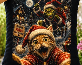 Christmas Cat PNG, Santa Paws Sublimation Design, Funny Holiday DTF File