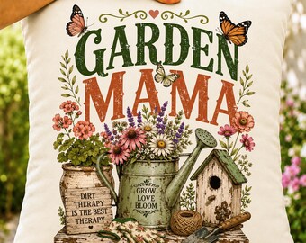 Garden Mama PNG, Rustic Floral Sublimation Design, Plant Lover Clipart (Digital Download)