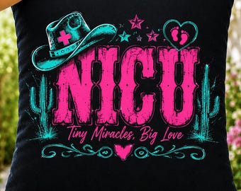 Western NICU Nurse PNG, Tiny Miracles Sublimation Design, Country Cowgirl Nurse DTF