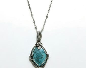 Estate Vintage Gabrielle Bruni Italy 925 Sterling Silver, Kingman Mine Necklace.