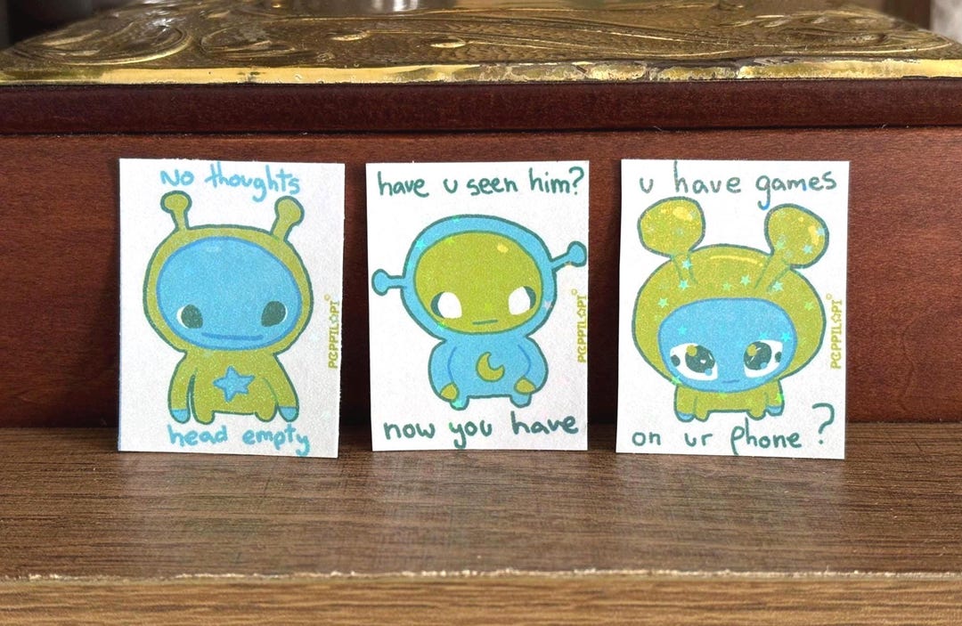 Silly Alien Meme Sticker Set - Etsy