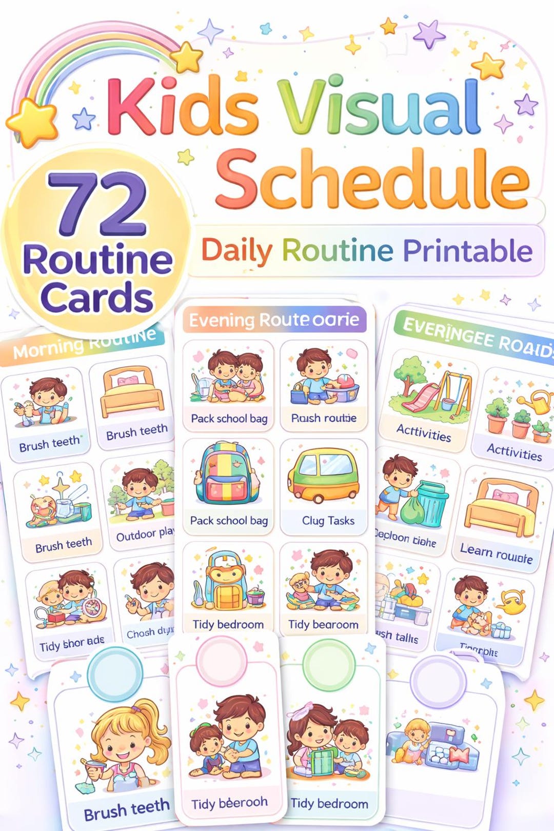 Visual Schedule Cards Printable, Kids Routine Cards, Daily Routine ...