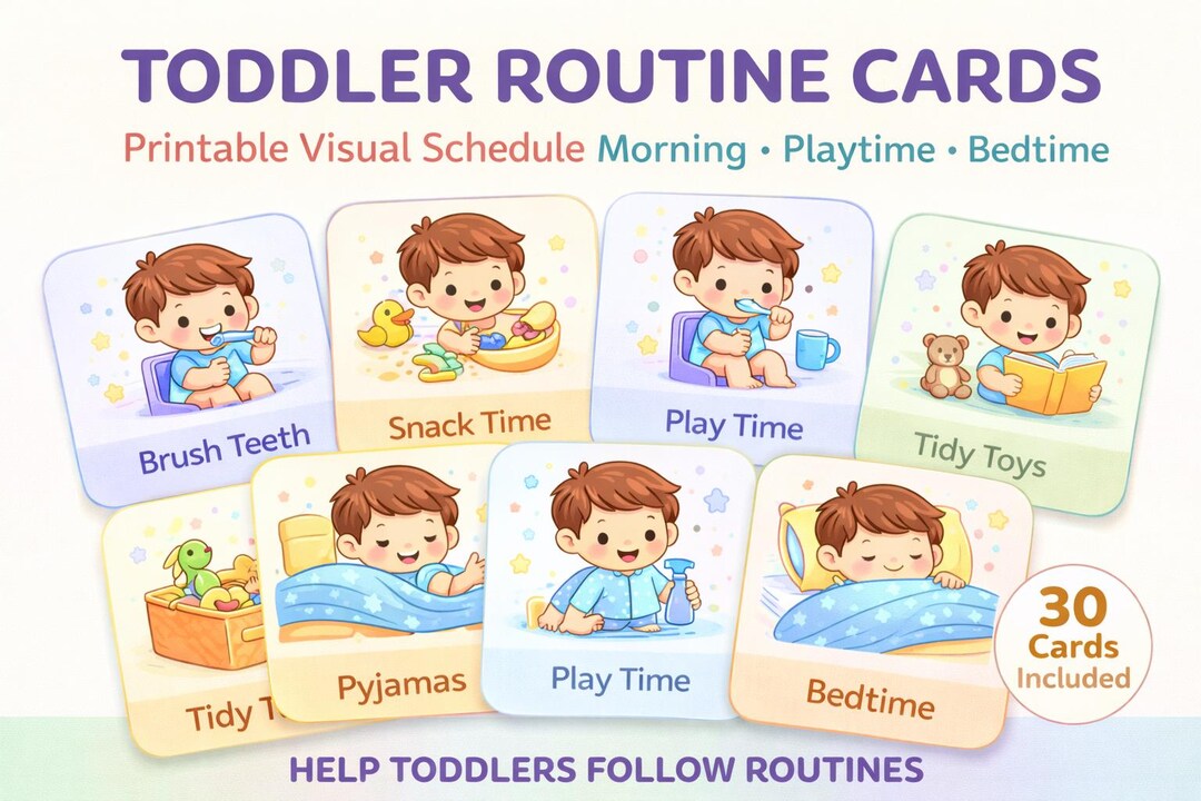 Toddler Routine Cards Printable Visual Schedule | Kids Daily Routine ...
