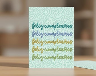 Feliz Cumpleaños Birthday Card | Spanish Happy Birthday Greeting Card | A2 Folded Card with Envelope