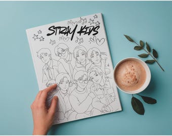 Stray Kids cartoon style coloring pages