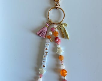 Llavero de cuentas personalizado - Sunset Blush / Regalo hecho a mano