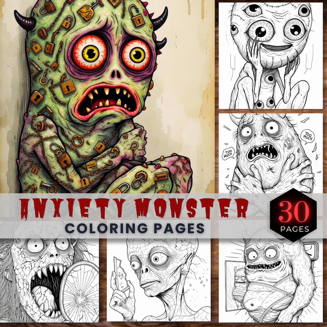 30 Anxiety Monster Coloring Pages | Creepy Creatures, Mental Health ...