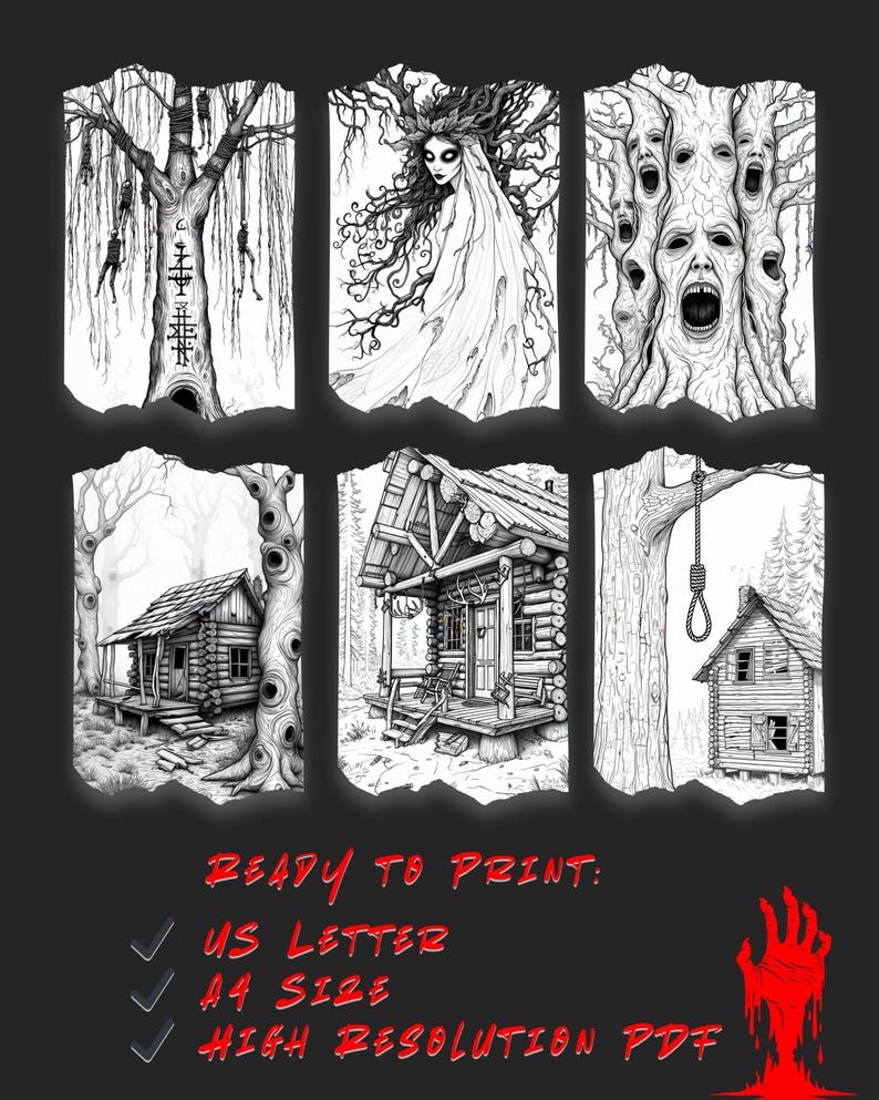 Horror Drawing.pdf 500+ Gothic Horror Coloring Pages Mega Bundle 12 Books (PDF Download ...