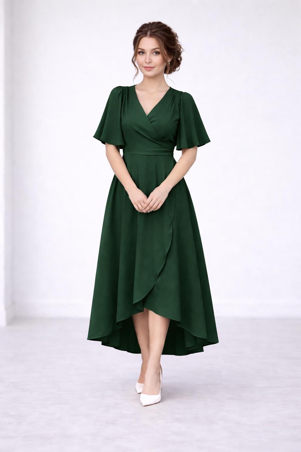 green prom dresses long V Neck Open Back Dark Green Lace Beaded Long Prom Dresses, Dark Green –  classygown main image 0