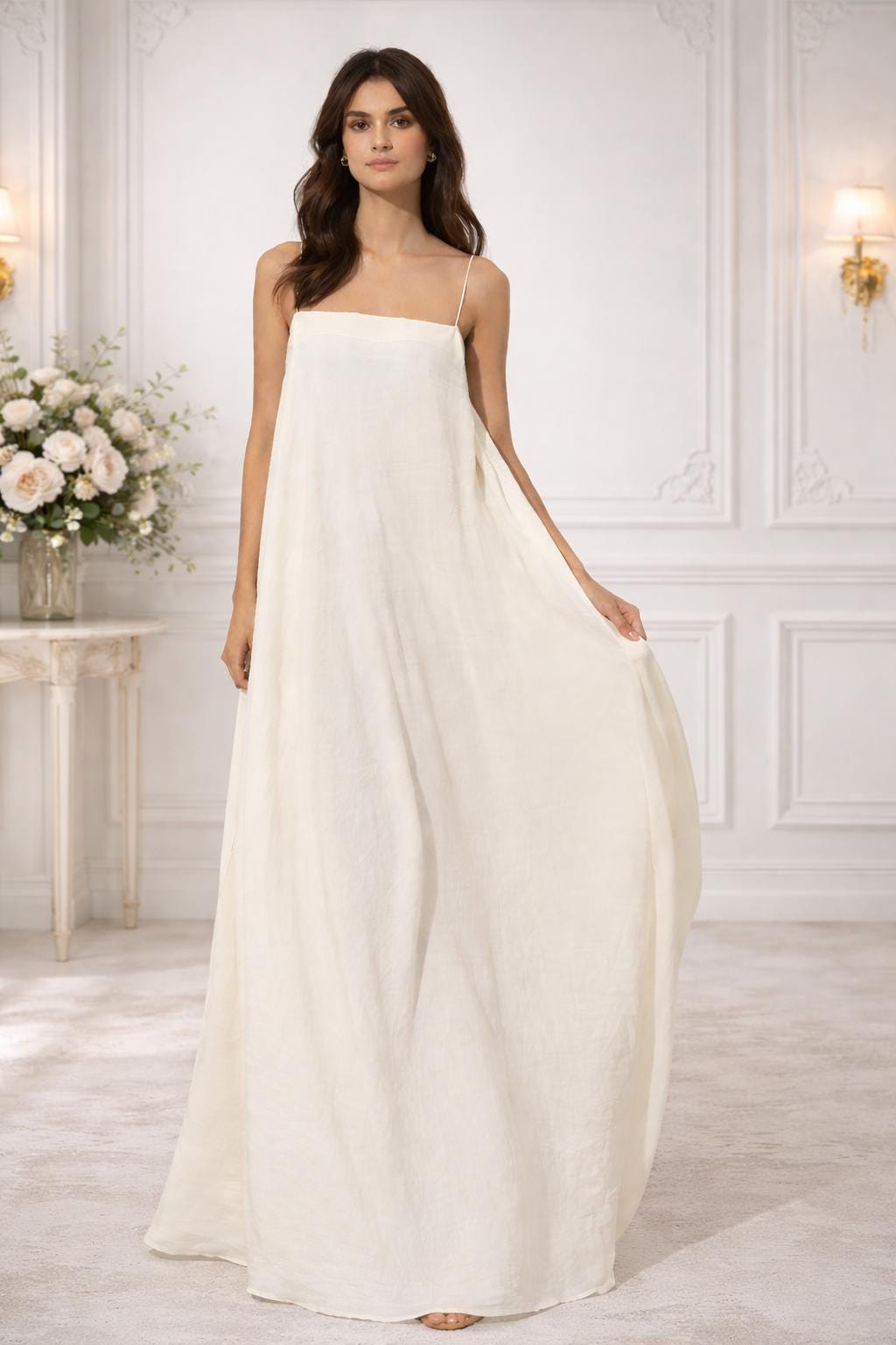 silk dress flowy Lavender Silk Slip Dress for Women Open Back Drawstring Sexy Flowy Dress  for Romantic Date Bridesmaid Party Prom Dresses SH260 main image 0