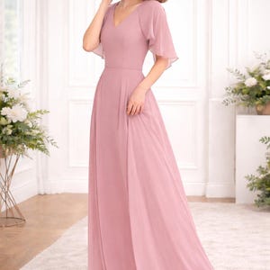 white christmas dresses Dusty Rose Mother of the Bride Dresses,Chiffon Long Mother Dress,Mother  Dress with Sleeves,MD00021