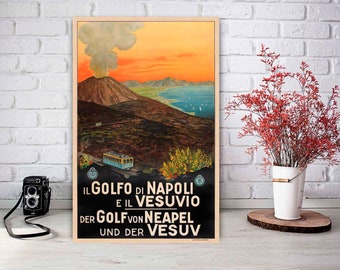 Vintage Napoli Poster,  Printable Wall Art, Napoli Wall Decor, Italian Wall Art, Golfo di Napoli e il Vesuvio