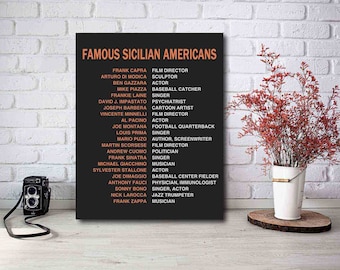 Famous Sicilian Americans Print, Personalized Sicily Gift Ideas, Sicilia Decor