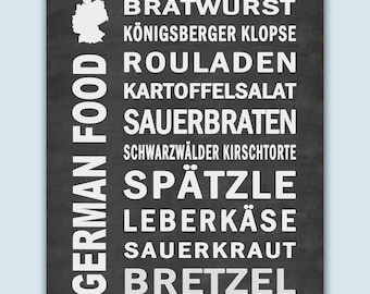 German Food Poster, Germany Kitchen Gifts, German Home Decor