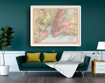 New York Map Art, Greater New York Map, Greater NY Gift