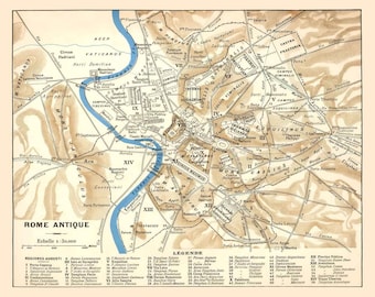 Ancient Rome Map, Roman Wall Art, Rome Lovers Gifts, Rome Italy Map