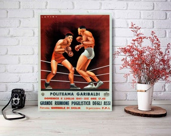 Vintage Boxing Poster, Boxing Gift, Sicilian Decor