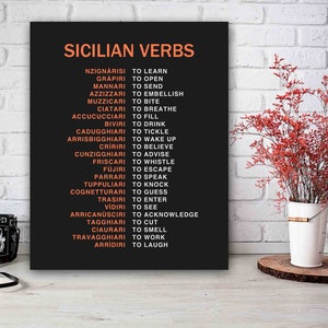 Sicilian Verbs Print, Sicilia Decor, Sicily Gift Ideas image 1