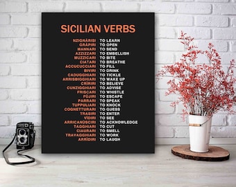 Sicilian Verbs Print, Sicilia Decor, Sicily Gift Ideas