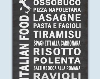 Italian Food Poster, Italy Kitchen Gifts, Italian Home Decor