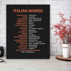 Italienische Wörter Druck, Italien Dekor, Italien Geschenkideen