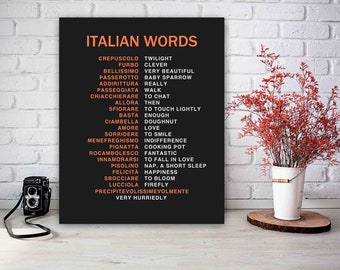 Italian Words Print, Italy Decor, Italy Gift Ideas