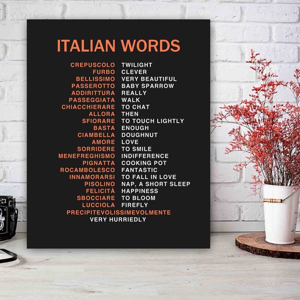 Italian Words Print, Italy Decor, Italy Gift Ideas