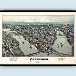 Old Pittsburgh Map, Pittsburgh Decor, Pittsburgh Map Print, Pittsburgh Gifts