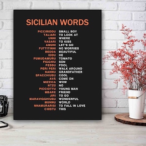 Sicilian Words Print, Sicilia Decor, Sicily Gift Ideas