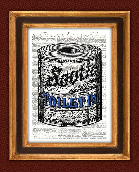 Items similar to Print Toilet Paper ad,Bathroom decor, wall decoration bath room Dictionary Art