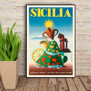Sicily Art Print, Sicily Travel Poster, Sicilian Gifts, Sicilia Italia
