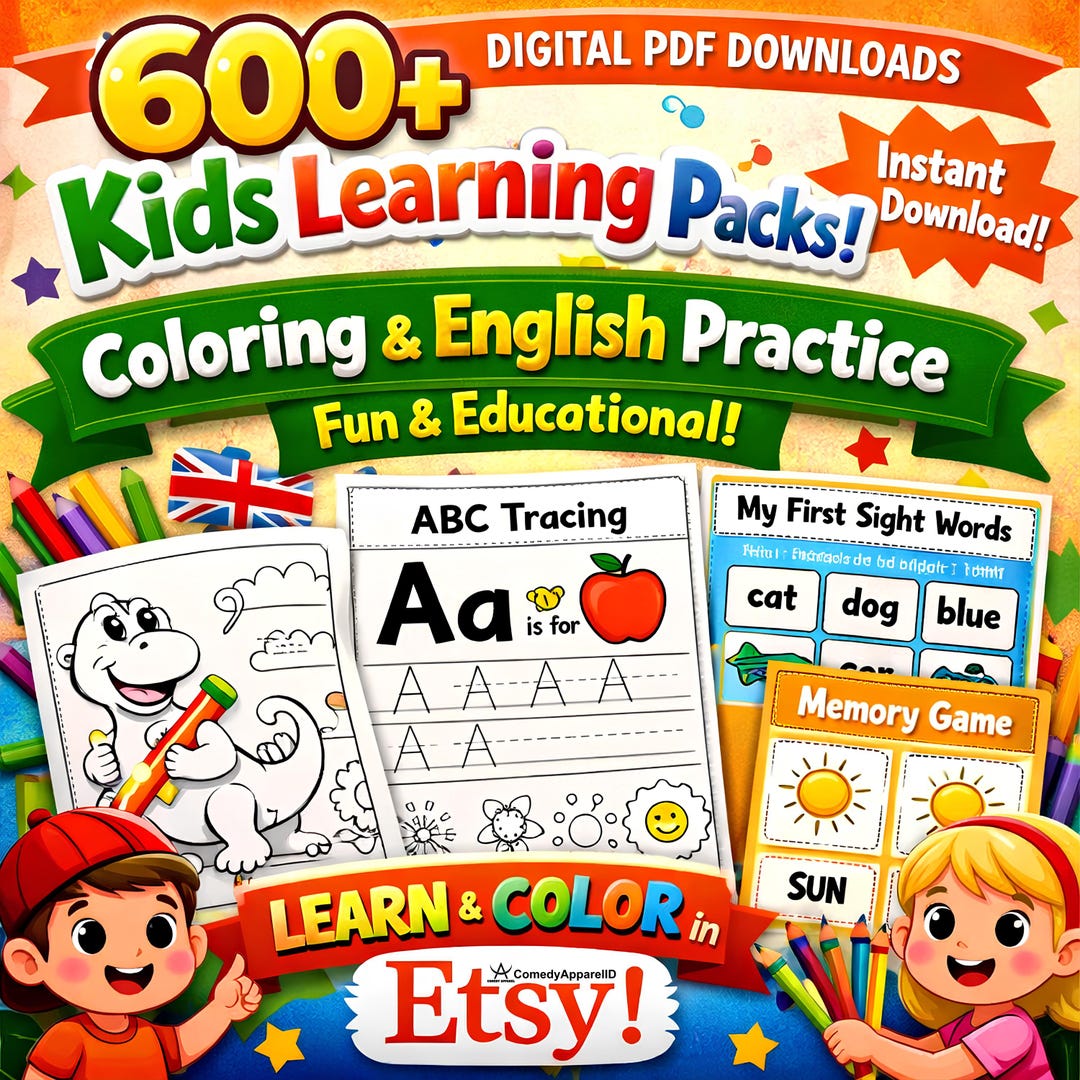 Printable Children's Learning Pack for Kids PDF | Alphabet, Numbers ...