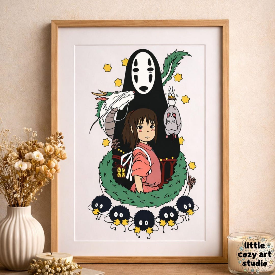 Spirited Away Anime Poster No Face Haku Illustration digital spirited-away-anime-poster-no-face-haku-illustration-digital