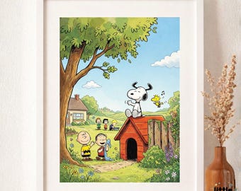 1980s Snoopy Poster, Peanuts, Sagittarius Zodiac Sign in Italian
