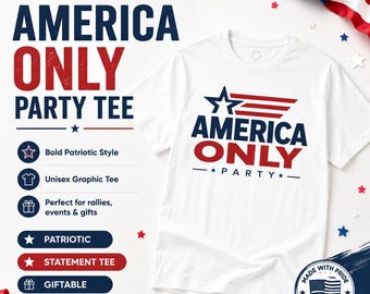 America Only Party Oversized T-Shirt | Patriotic Flag Star Design