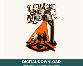 Halloween Surveillance Satire Shirt Design, Watchful Camera, Trick-or-Treaters (Digital Download)