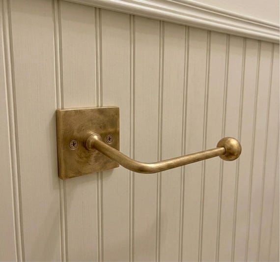 Unique toilet paper holders | Unlacquered Brass Toilet Paper Holder | brass toilet paper holder | Bathroom Hardware, Living Brass Decor
