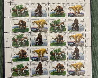 Vintage USPS stamp sheet Scott 3080a.    Prehistoric Animals 1996 MNH in sealed package