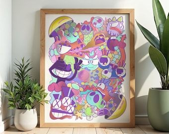 Abstraktes Doodle Art Print - Bunte Psychedelische Karikatur (Digitaler Download)