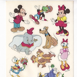 Arkusz naklejek Micky Mouse Vintage Hallmark - Minnie Dumbo Pluto Daisy Kaczor Donald Dis ney Sknerus Wiewiórki Jiminy Świerszcz Cartoon Scrapbook