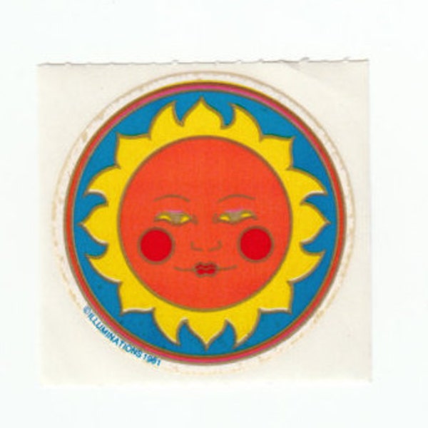 Illuminations Sun Rare Vintage 80's Sticker - Soleil Face Rays Fire Sunlight Sunshine Solar