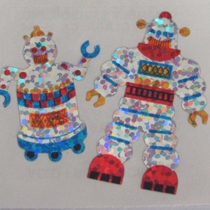 Rare Vintage Hambly Robot Glitter Stickers - 80's Toy Scrapbook Collage