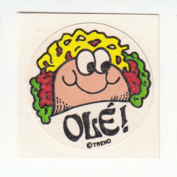 Rare Vintage Trend Matte Scratch and Sniff Taco Sticker - 80's Ole - Spicy Scented Stinky Sticker Smells Great