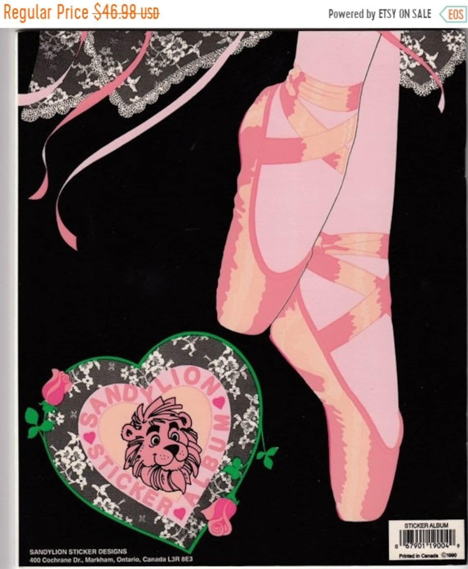 sale rare large vintage sandylion sticker album - 20 pages in new condition htf - rose lace heart ballet shoe ballerina ribbon b