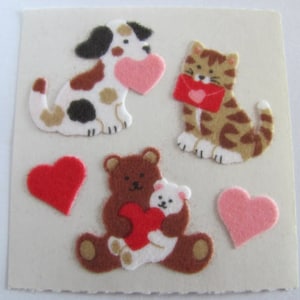 Stickers flouts vintage rare lion des sables - chien chat chiot chaton ours rose rouge coeur saint valentin à collectionner